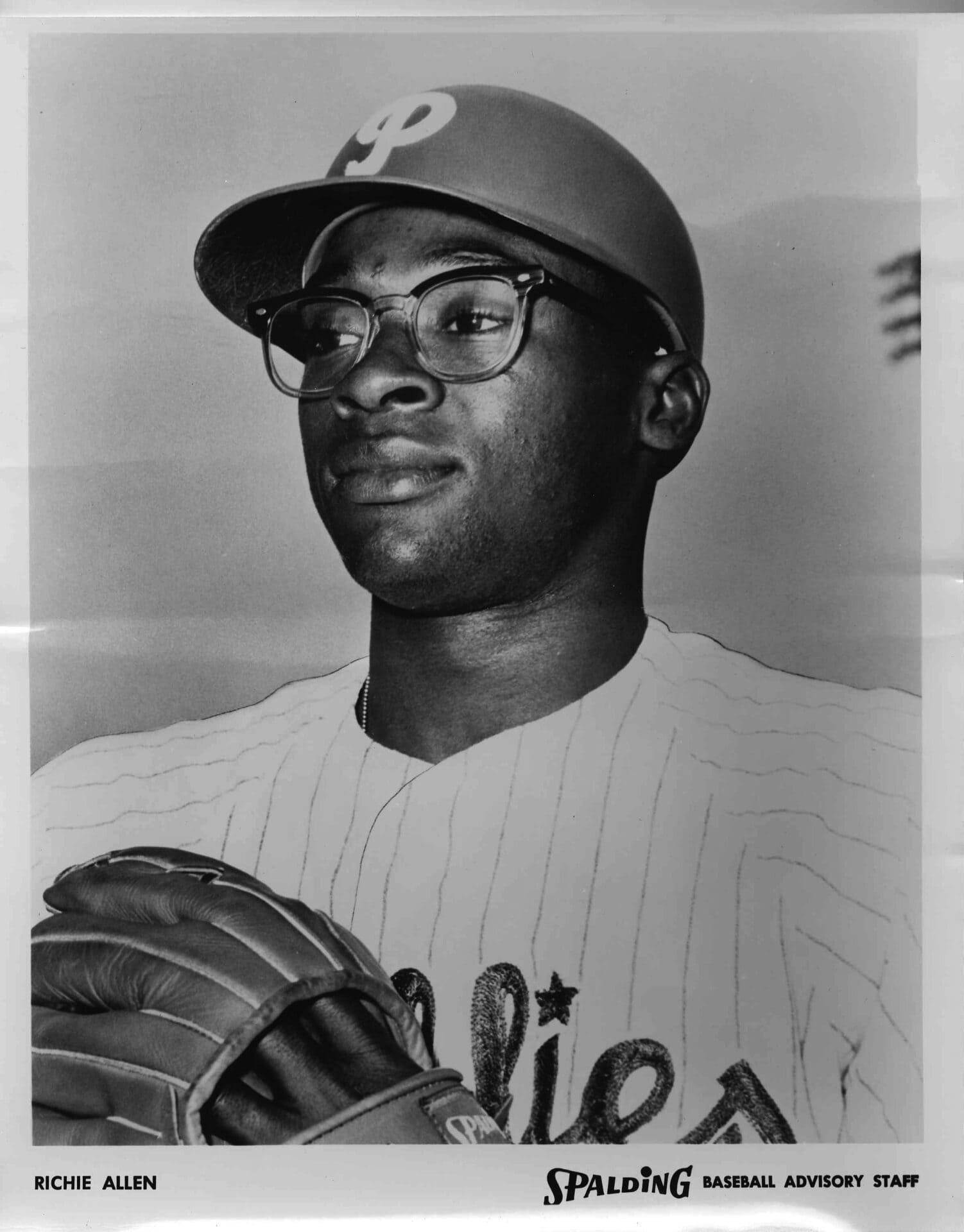 Richie Allen - Philadelphia Phillies - batting helmet - B/W - AllenDick883.jpg - 8x10