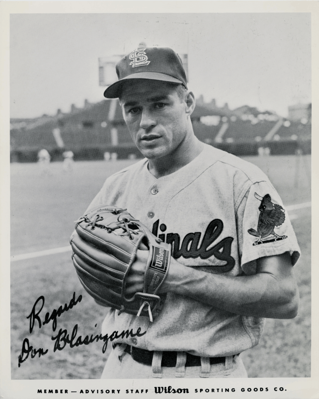 Don Blasingame - St. Louis Cardinals - upper body - B/W - BlasingameDon.png - 8x10