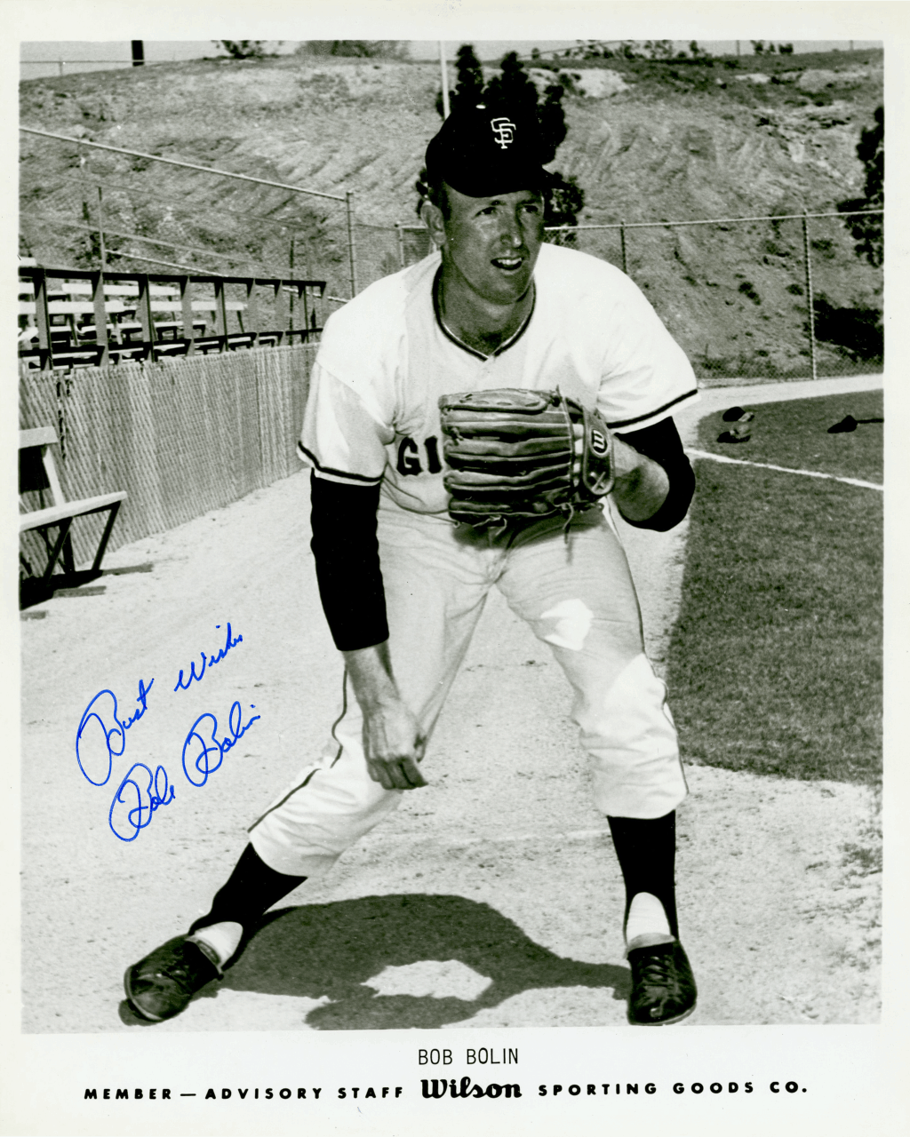 Bob Bolin - San Francisco Giants - pitching follow through - B/W - BolinBob.png - 8x10