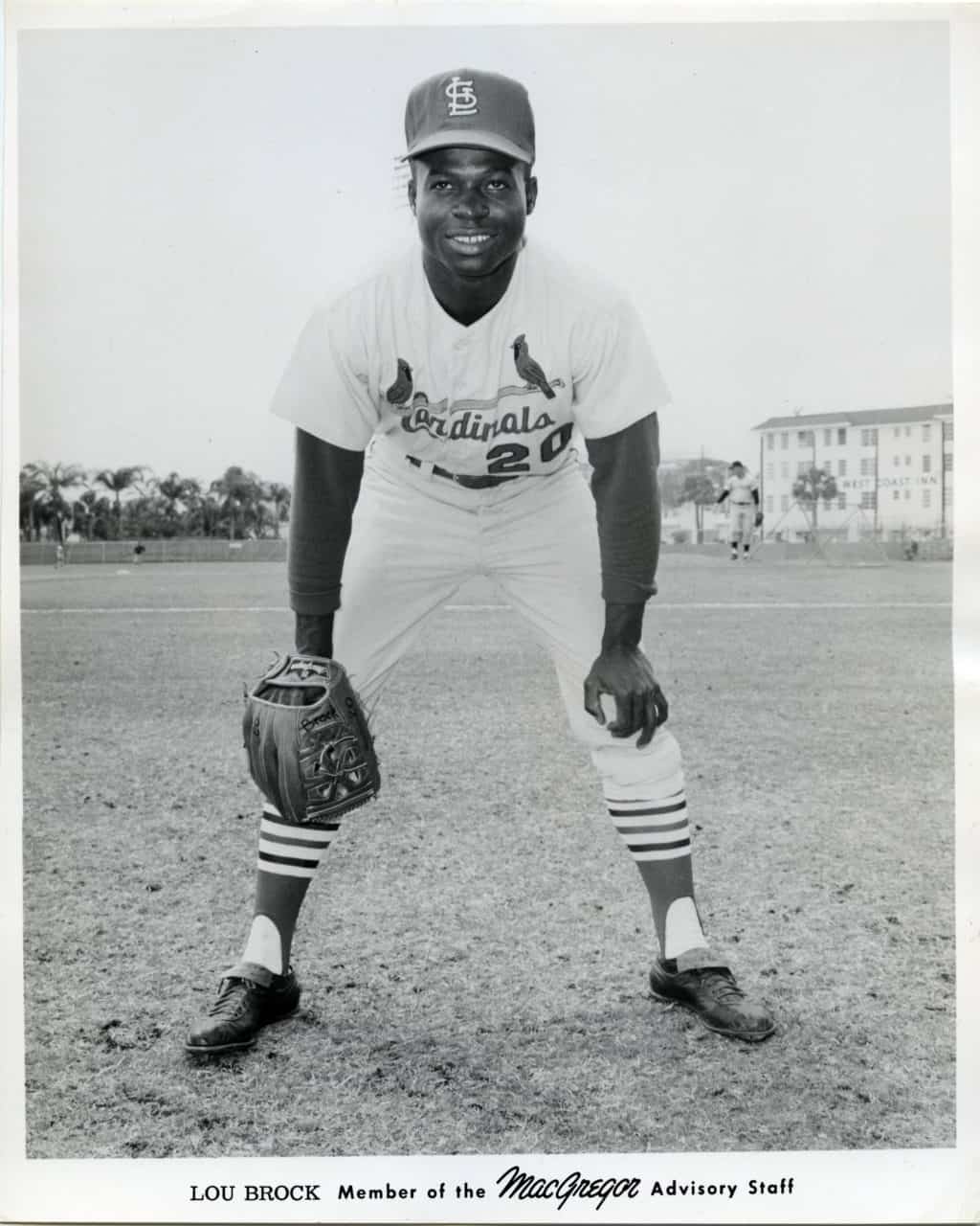 Lou Brock - St. Louis Cardinals - head - B/W - BrockLou109.jpg - 8x10