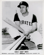 Smokey Burgess - Pittsburgh Pirates - sitting on steps - B/W - BurgessSmokey.png - 8x10