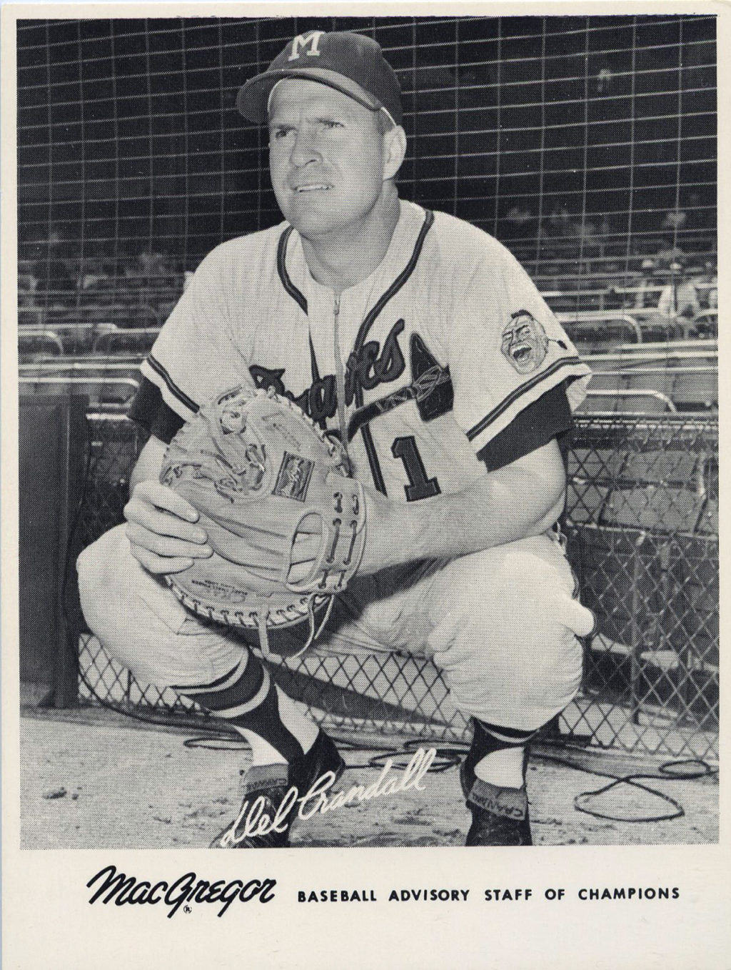 Del Crandall - Atlanta Braves - catching crouch no gear - B/W - CrandallDel.jpg - 4x5