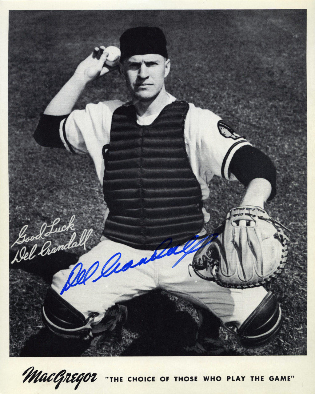 Del Crandall - Atlanta Braves - catching crouch in gear large - B/W - CrandallDel-1111.jpg - 8x10