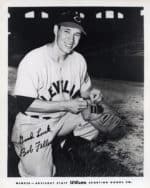 Bob Feller - Cleveland Indians - kneeling with glove - B/W - FellerBob-1782.jpg - 8x10