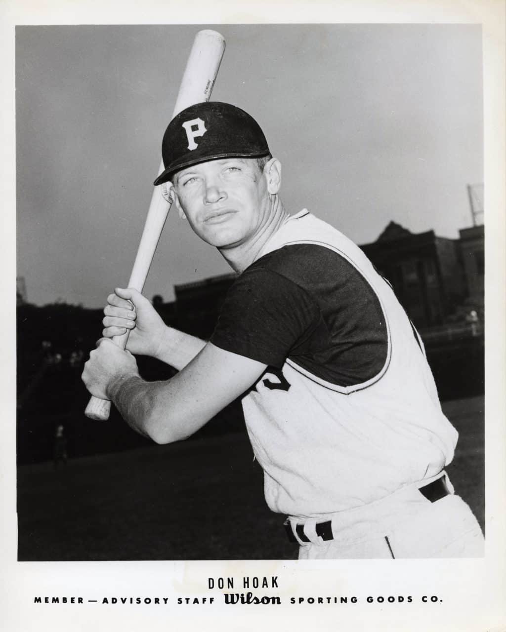 Don Hoak - Pittsburgh Pirates - batting - B/W - HoakDon795.jpg - 8x10