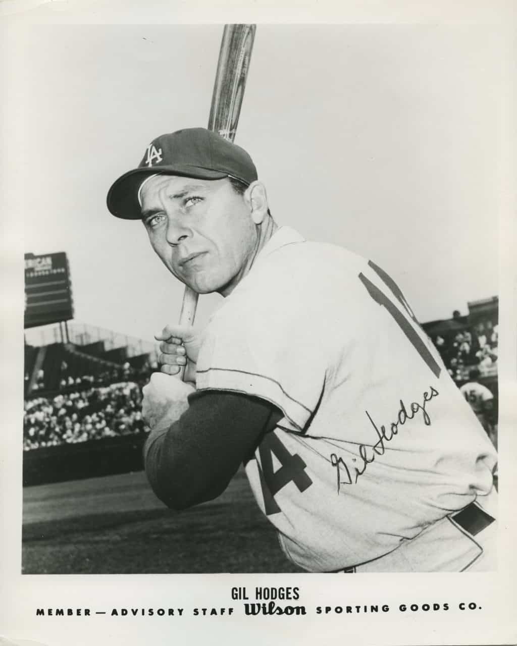 Gil Hodges - Los Angeles Dodgers - batting - B/W - HodgesGil797.jpg - 8x10