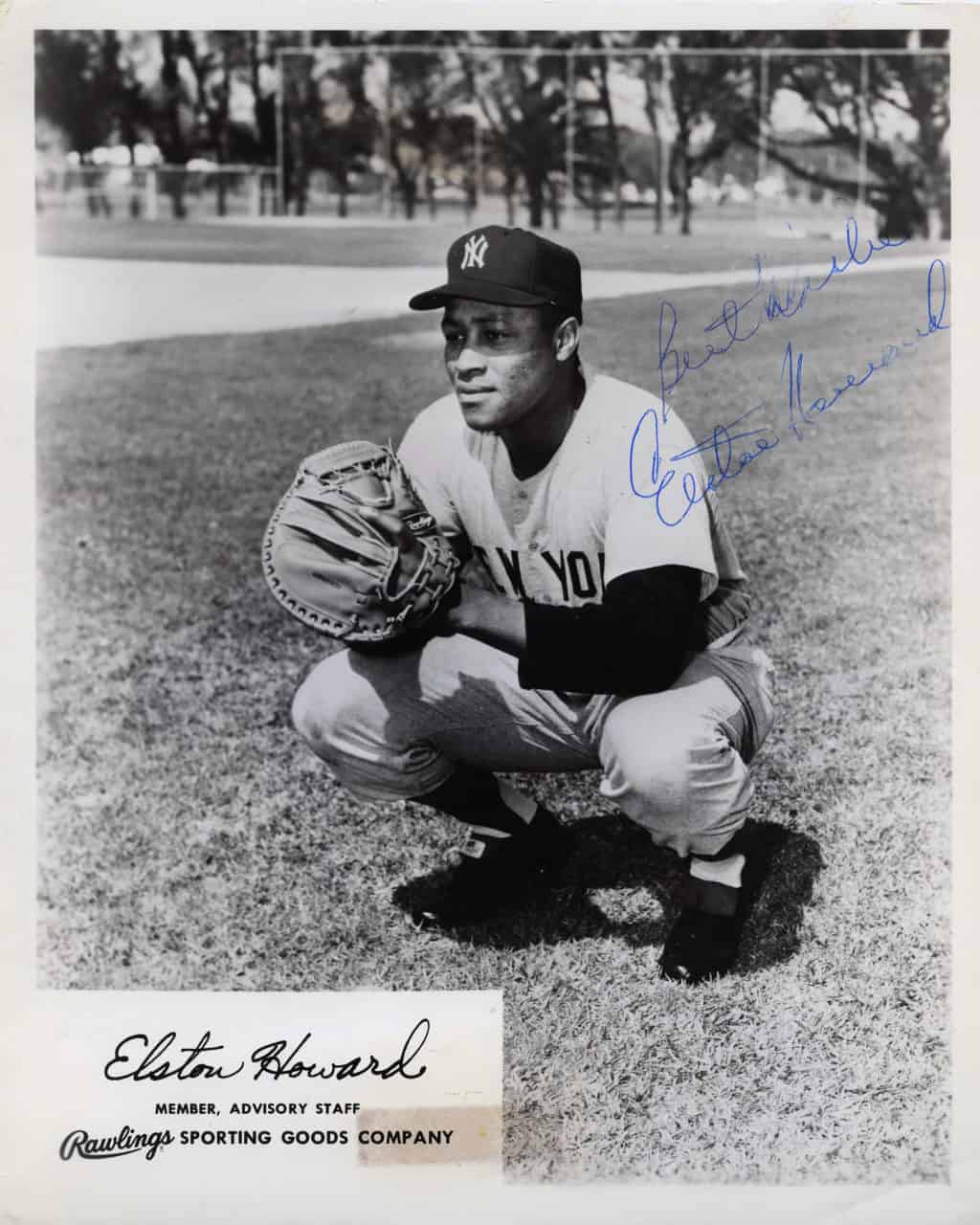Elston Howard - New York Yankees - catchers crouch - B/W - HowardElston-2021.jpg - 8x10