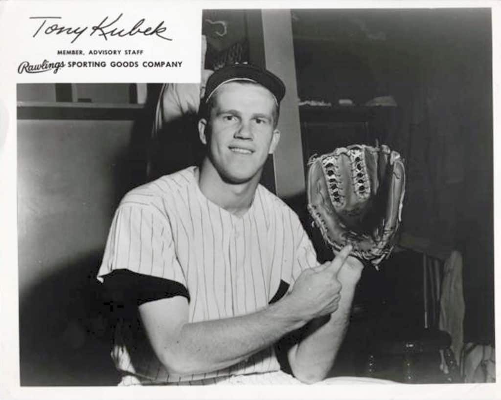 Tony Kubek - New York Yankees - upper body with glove - B/W - KubekTony-3.jpg - 8x10