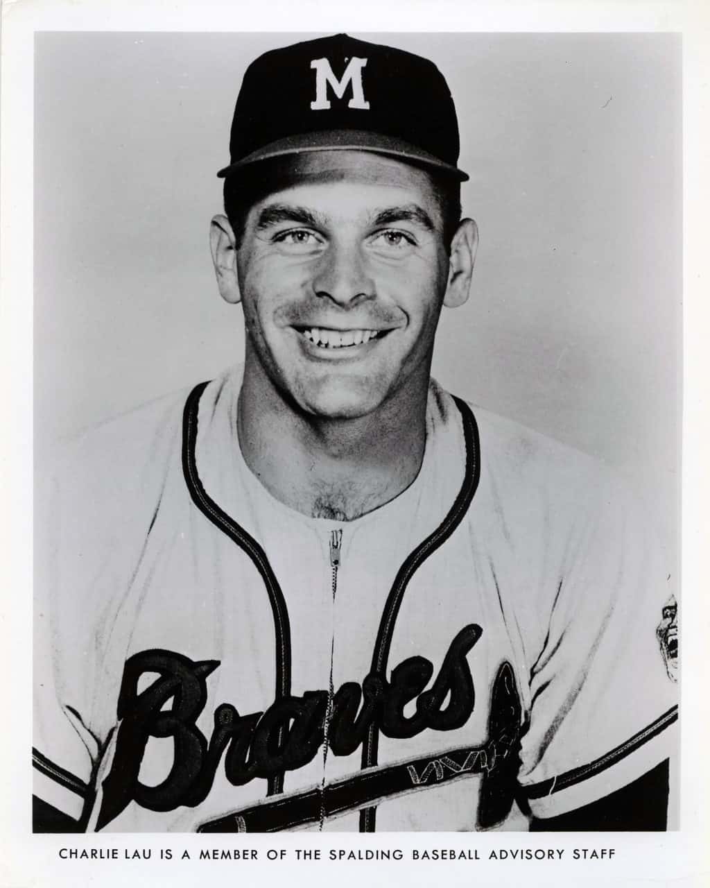 Charlie Lau - Atlanta Braves - upper body - B/W - LauCharlie932.jpg - 8x10