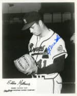 Eddie Matthews - Atlanta Braves - upper body looking at glove - B/W - MatthewsEddie-1044.jpg - 8x10
