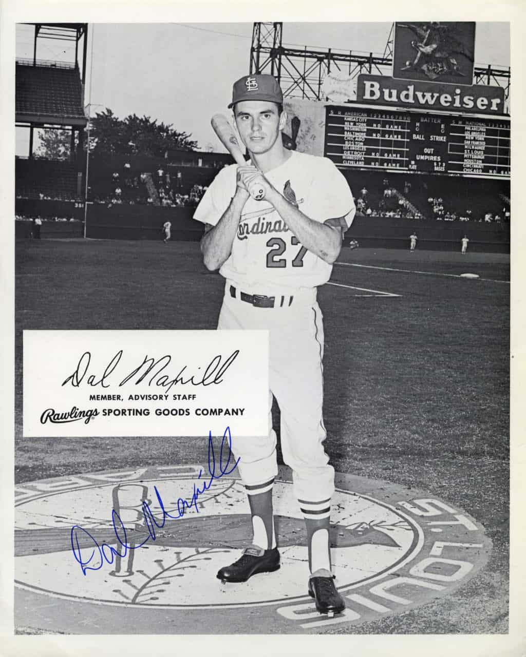 Dal Maxvill - St. Louis Cardinals - bat on shoulder - B/W - MaxwellDal-1048.jpg - 8x10