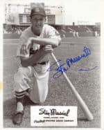 Stan Musial - St. Louis Cardinals - kneeling on bat - B/W - MusialStan-6060.jpg - 8x10