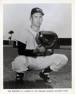 Bob Rogers - Detroit Tigers - squatting - B/W - RogersBob-1950.jpg - 8x10