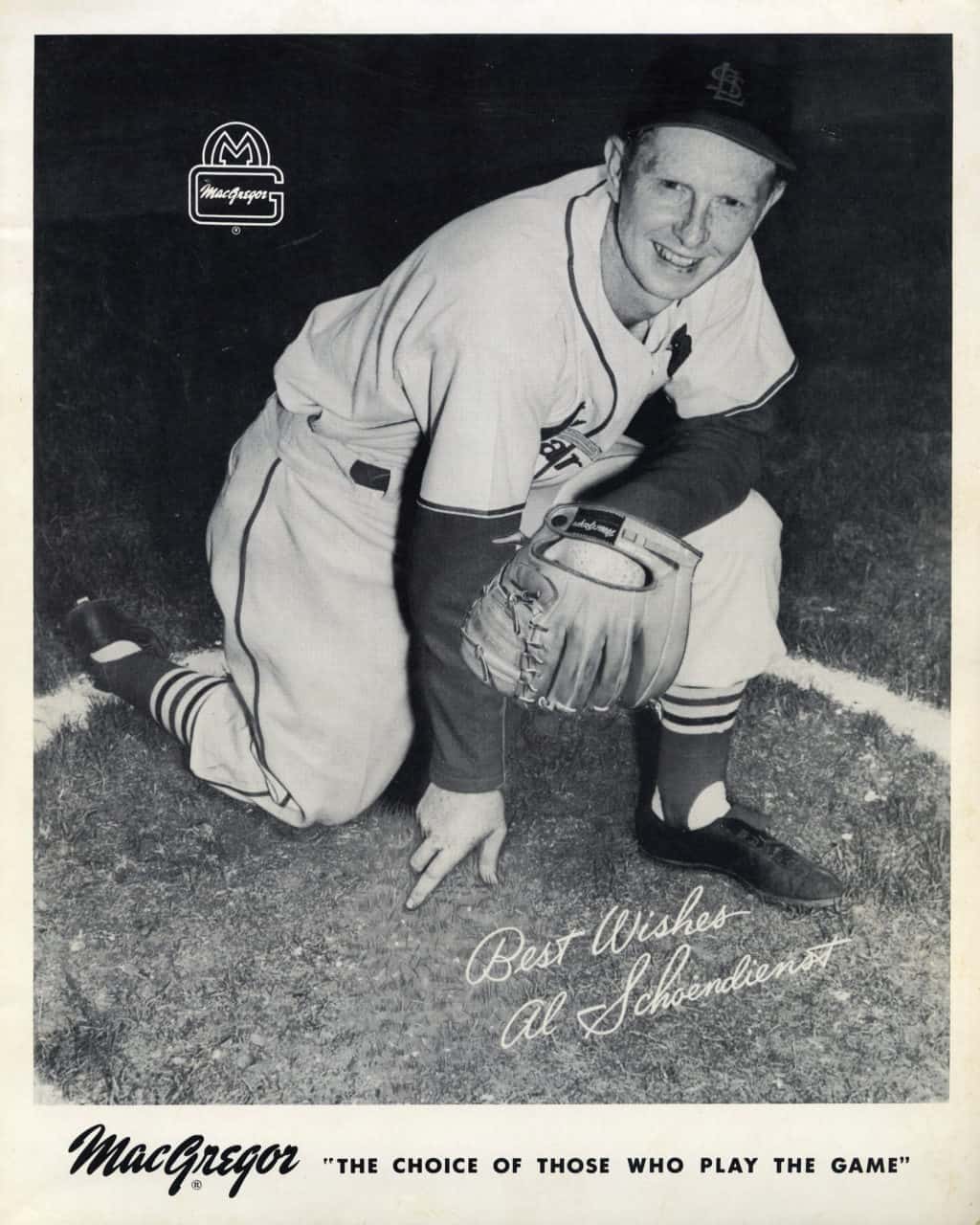 Red Schoedienst - St. Louis Cardinals - kneeling - B/W - SchoedienstRed-131.jpg - 8x10