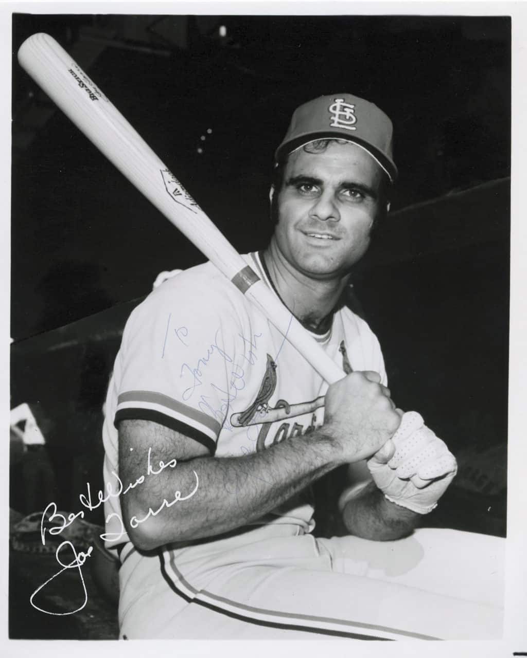 Joe Torre - St Louis Cardinals - Sitting with bat - B/W - TorreJoe136.jpg - 8x10