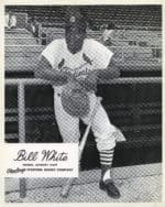 Bill White - St. Louis Cardinals - glove over rail - B/W - WhiteBill-1100.jpg - 8x10