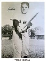 Yogi Berra - New York Yankees - swinging bat - B/W - BerraYogi-3.jpg - 9x12